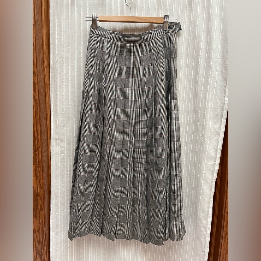Vintage Rene Pontier Couture 100% Wool Pleated Long Skirt 4 (Made in USA)